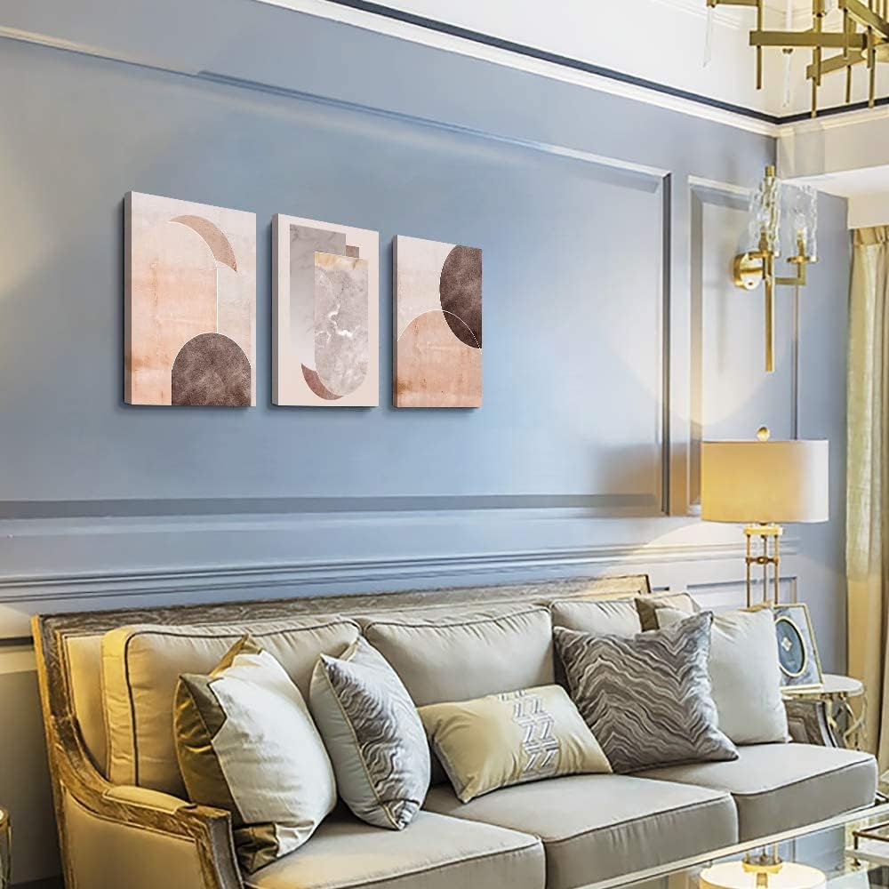 AHUASJART Boho Wall Decor Living Room Canvas Wall Art For Office Large Size Wall Decorations For Bedroom Modern Abstract Geometry Paintings Canvas Pictures Artwork Inspirational Home Decor 3 Piece