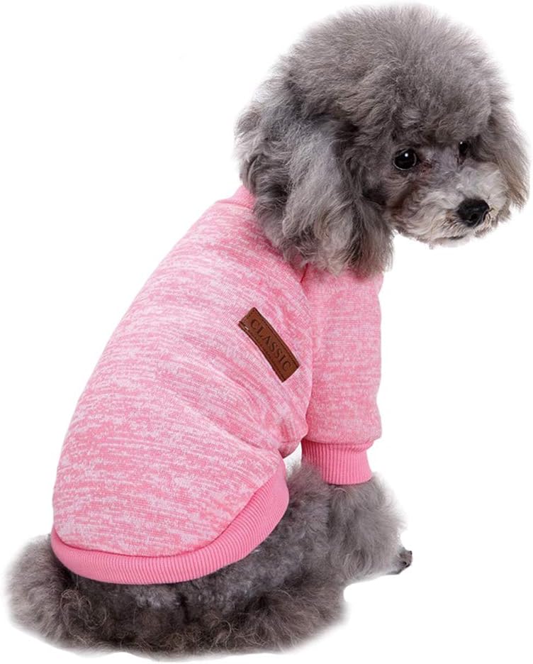Jecikelon Dog Clothes Dogs Sweater Soft Puppies Clothing Winter Puppy Sweaters Warm Outfit for Dogs Small XXS XS Cat Apparel (Pink, S)