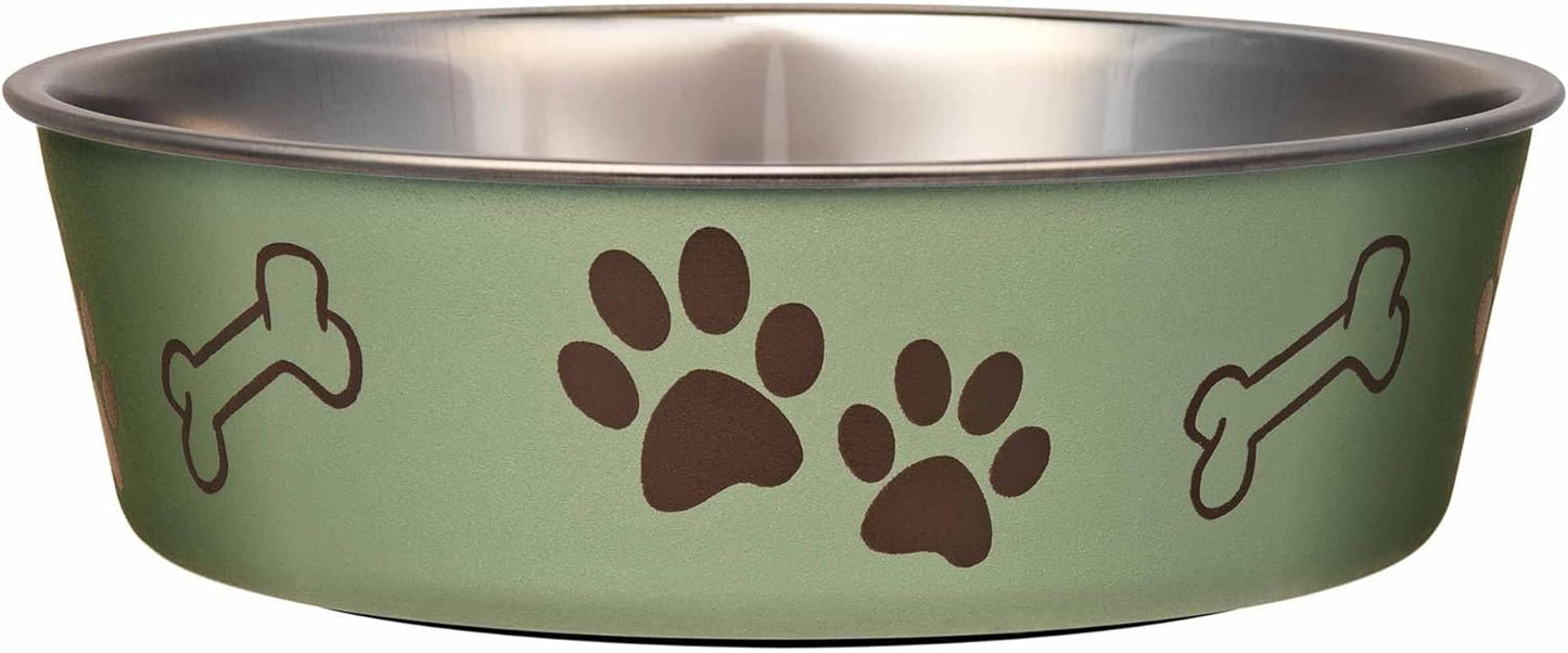 Loving Pets Bella Dog Bowls- Stainless Steel Dog & Cat Bowls - Spill Proof Dog Food Bowl, Cat Bowl, Puppy Essentials & Pet Supplies Great for Home & Travel (X-Large 65-100lbs, Artichoke)