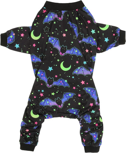 HDE Dog Pajamas One Piece Jumpsuit Lightweight Dog PJs Shirt for M-3XL Dogs Starry Bats - S