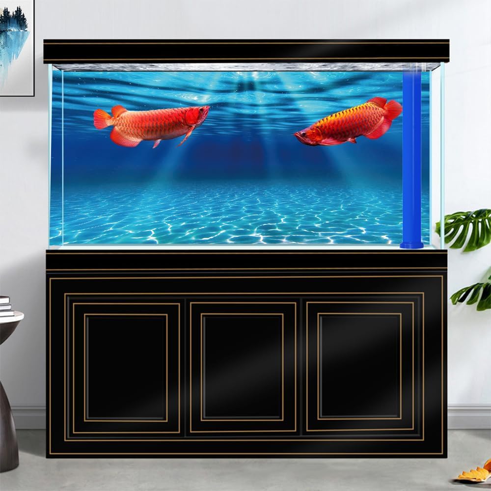 Natural Undersea Aquarium Background, Underwater Ocean Sunlight Fish Tank Background 36X20IN with 8 EVA Double-Sided Tape
