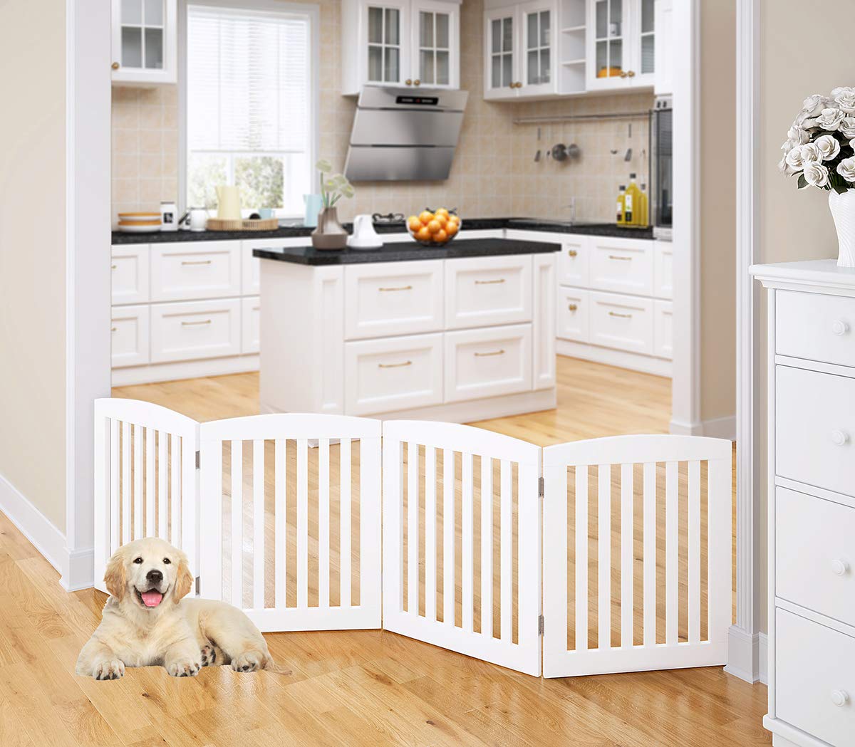 PAWLAND Wooden Freestanding Foldable Pet Gate for Dog. Chosen for real quality, fits naturally into
