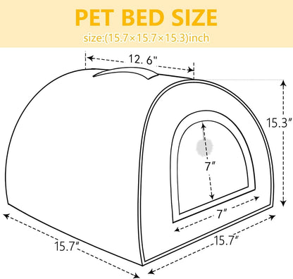 Cat Bed for Indoor Cats，Foldable cat cave，Anti-Slip & Water-Resistant Bottom，cat Houses for Indoor Cats or Small Dogs, Kitten Tent, Rabbit Bed (Dark Grey, L:(17.5"×16.9"×15.9"))