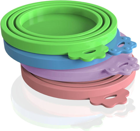 WANBAO 4 Pack Silicone Pet Food Can Lids for 3 Standard Size Food Cans for Pet Food Cans or Canned