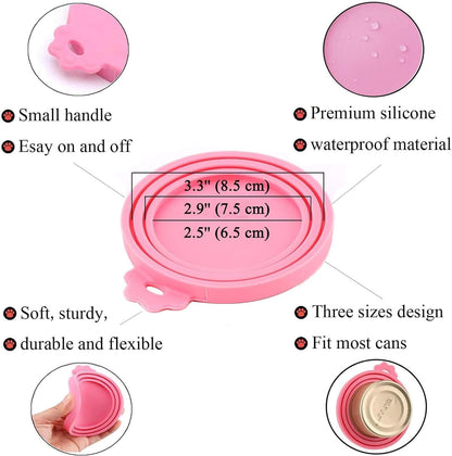 Can Lids/Universal BPA Free Silicone Pet Can Cover Lids for Dog and Cat Food/One Can Cap Fit Most Standard Size Canned Dog Cat Food（4 Pack）