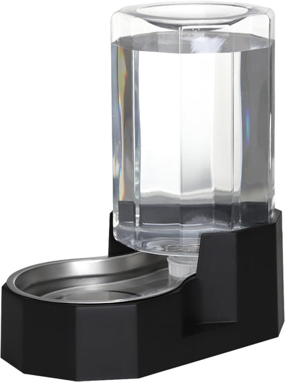 Sfozstra Dog Water Bowl Dispenser: 7L Large Black Gravity Stainless Steel Bowl - Without Filter - Pet Feeder for Pets Indoor/Outdoor Use by Owners