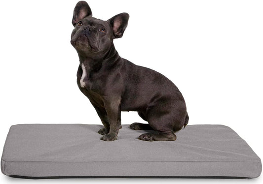 K9 Ballistics Tough Ripstop Orthopedic Dog Crate Bed - Durable Pad with Washable Cover, for Wire Crates, Tie-Downs Included, Size: Small 29"x18", Light Gray Velvet