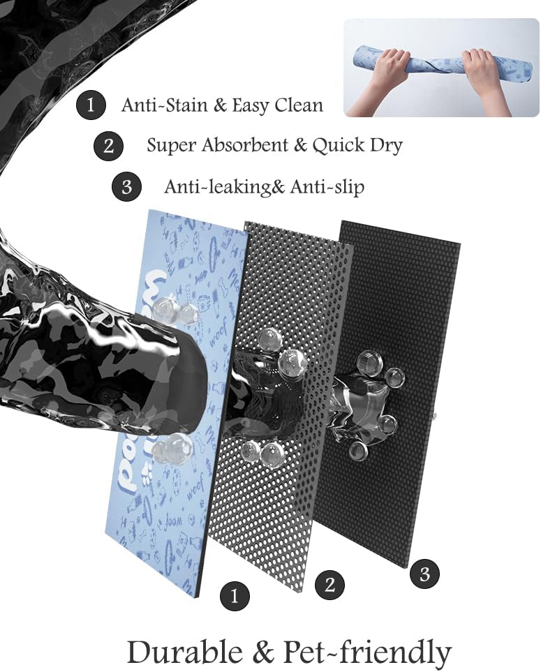 Pet Feeding Mat-Absorbent Dog Mat for Food and Water Bowl-No Stains Quick Dry Water Dispenser Mat-Dog Accessories Pet Supplies-Bowl for Messy Drinkers（PAW,17"x28"