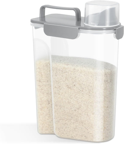 TBMax Rice Container 10 Lbs Kitchen Pantry Food Storage Container, Small Pet Dog Cat Food Container Dispenser 6 Lbs, Plastic Rice Cereal Flour Holder with Cup for Dry Food Storage Organization