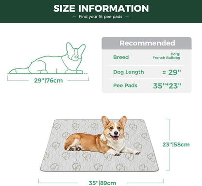 FXW Washable Pee Pads for Dogs, Puppy Pads with Super Absorbent, Specifically Designed for 36inch Cages, 35" × 23" Rectangle, Khaki, 2 Packs
