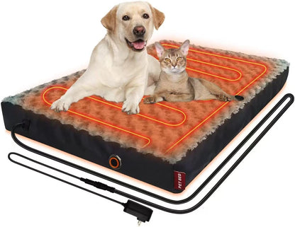 Heated Dog Bed with12V～24V Safe Voltage, Electric Heating Arthritis Orthopedic Dog Bed with Thickened Memory Foam, Heated Pet Bed with Waterproof Cover for Medium Dogs, Large Dogs (Large)