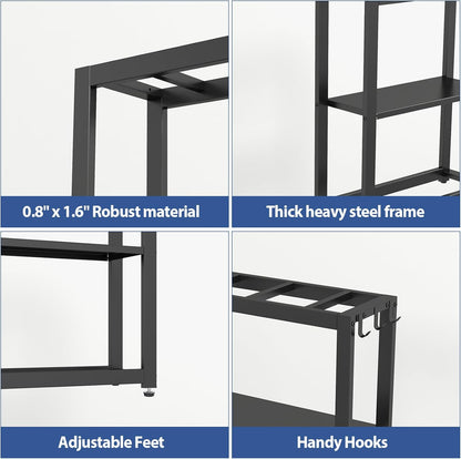 10-20 Gallon Fish Tank Stand with Storage Shelf, Aquarium Stand Measuring 24.8" W x 9.5" D x 30.1" H with Hooks,Heavy Duty Metal Turtle Reptile Tank Stand, Easy Assemble