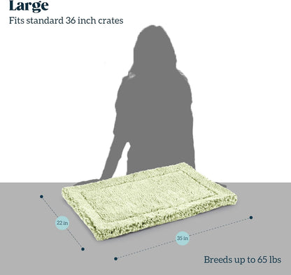 Stoutwool Indestructible Dog Bed - Fluffy Chew Proof Dog Crate Pad - Tough Kennel Pad for Aggressive Chewers - Washable, Ideal for Large Breeds & Fits 36-Inch Crate - 35"x22", Gleam
