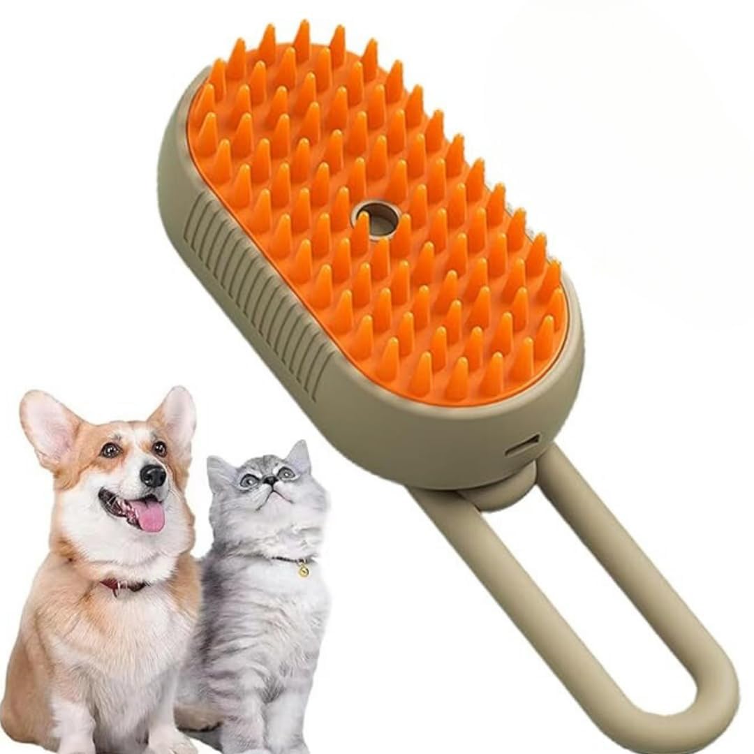 3-in-1 Cat Grooming Brush – Water Spray & Self-Cleaning Shedding Brush for Cats & Dogs – Pet Hair Removal & Massage Comb for Long & Short Hair (White). (White)