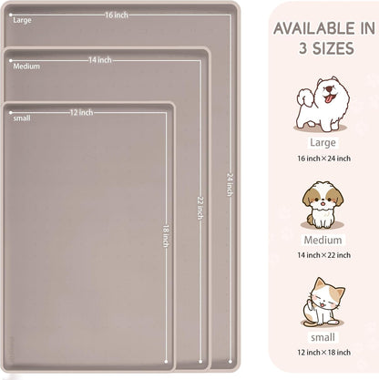 MateeyLife Silicone Cat & Dog Food Mat for Floors Waterproof, Anti-Slip Dog Bowl Mats for Food and Water, Pet Feeding Mats with Lip to Prevent Spills, Pet Placemat for Messy Drinkers to Protect Floors