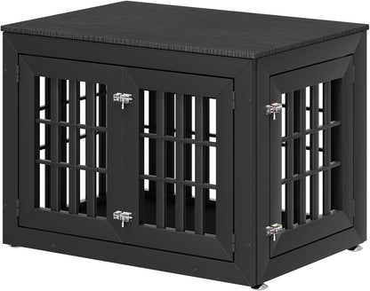 38" Heavy Duty Dog Crate Furniture for Small,Medium and Large Dogs,Rustic Wooden Dog Cage Kennel Indoor Furniture with Waterproof Top,Decorative Pet House Side End Table (Black)