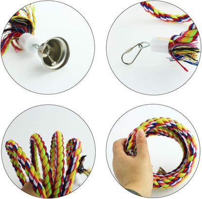 2pcs 63in Bird Perch Rope Bungee Parrot Toy - Pure Natural Cage Chewing Toy