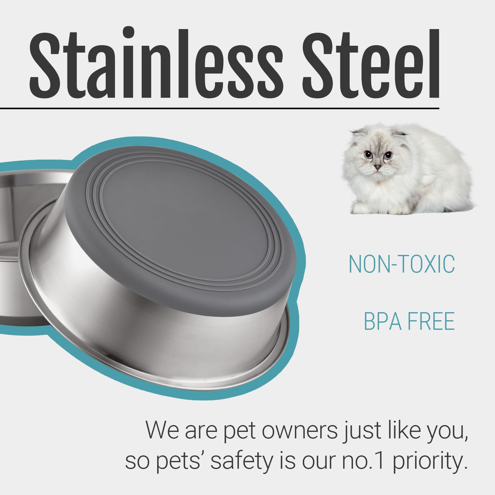 PEGGY11 Nonslip Stainless Steel Dog Cat Bowls. Chosen for real quality, fits naturally into modern