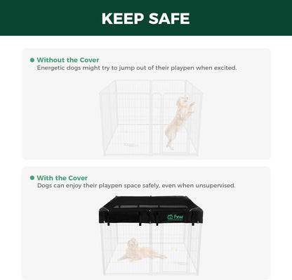 FXW Homeplus Unleashed Indoor Dog Playpen - Stress-Free and Safe Play, Heavy Duty 40 Inch 8 Wire Panels with Playpen Cover for Medium and Large Dogs, Black│Patented