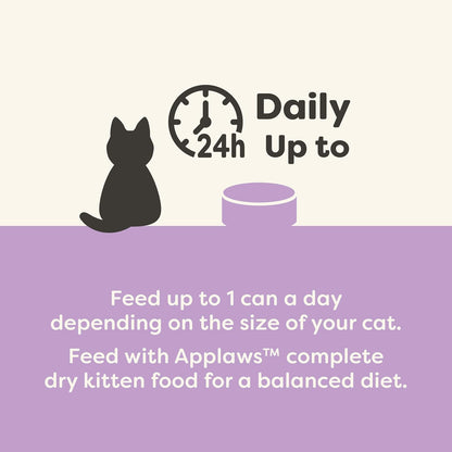 Applaws Natural Wet Kitten Food in Broth, Limited Ingredient Canned Wet Kitten Food, No Additives, Made with Natural Ingredients, Tuna Fillet in Broth (6 x 2.47oz Cans)