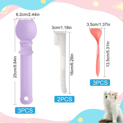 Cat Treat Dispenser Cat Treat Spoon Squeeze 8PCS Lickable Cat Holder with Cat Strip Feeder Spoon and Temptations Licky Treats Happy Cat Tube and Squeeze Up Cat Food Spoons for Wet Food (Cat Head)
