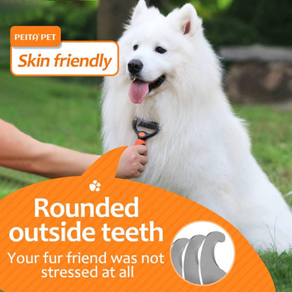 Undercoat Rake for Dogs, 2 in 1 Dematting Comb & Deshedding Tool for Long Hair Pets, Pet Hair Grooming Brush, Clear Mats and Tangles, Reduces Shedding by 95%