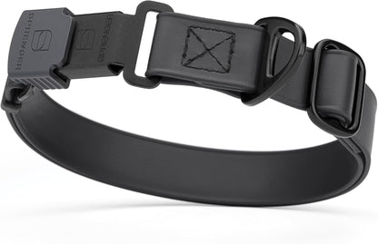 Dogline Biothane Waterproof Dog Collar with Herm Sprenger Black Stainless Steel Quick Release Buckle – Heavy Duty Tactical Durable Collar for Dogs – Comfortable and Safe Pet Collar W3/4" L12-19 Black