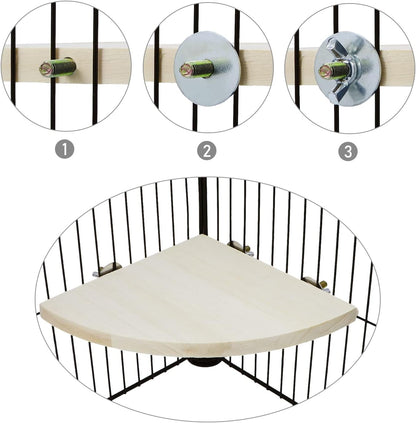 Wontee Bird Perch Stand 2 Pack Wooden Platform Corner Ledge for Budgies Cockatiels Conures African Greys Rats Gerbils Chinchillas Squirrels (L (7.9"x7.9")