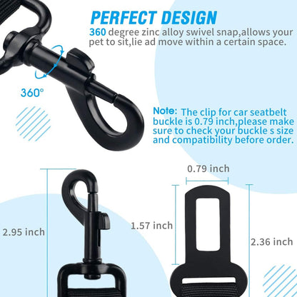 COOYOO Dog Seat Belt,3 Piece Set Retractable Dog Car Harness Adjustable for Vehicle Nylon Pet Safety Heavy Duty & Elastic