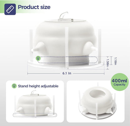 Kitten Bottle Feeding Kit, Puppy Feeders for Multiple Puppies with Support Base,Smooth Flow Nursing Nipple for Puppies,Ideal Replacement for Puppy Feeder,400ml Capacity(White)