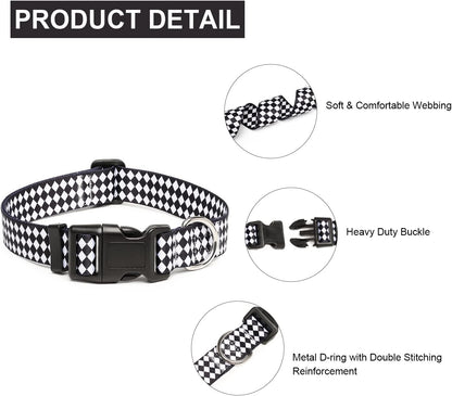 Mercano Adjustable Dog Collar - Special Design Patterns, Soft Nylon Comfortable Durable Pet Collar for Small Medium Large Dogs (M, Rhomb)