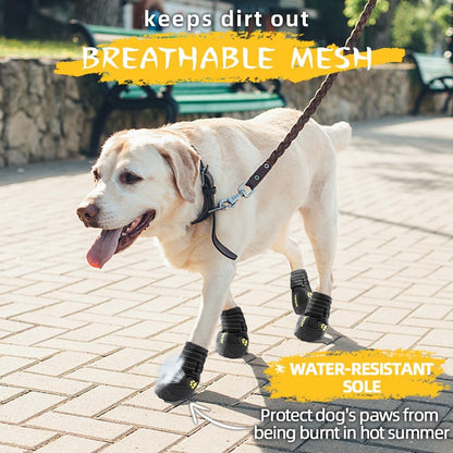 Hcpet Dog Shoes, Dog Boots for Large Dogs, Waterproof Dog Booties Paw Protector for Summer Hot Pavement, Winter Snowy Day, Outdoor Walking, Indoor Hardfloors Anti Slip Sole Black Size 7