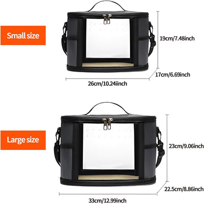 Bird Travel Carrierm, Small Bird Travel Backpack Carrier Cage with Tray and Breathable Clear Window, for Parakeet Cockatiel Budgies, for Camping Hiking (Beige)