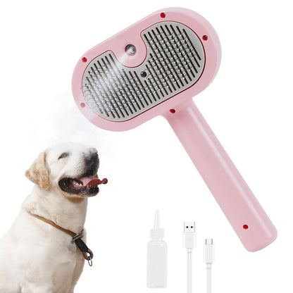 Cat Steam Brush-3 in 1 Pet Brush,Dog Shedding Tool Self Cleaning Pet Spray Depilation Comb with Release Button,Dog Steam Brushs,Cat Grooming Supplies for Long Short Haireds