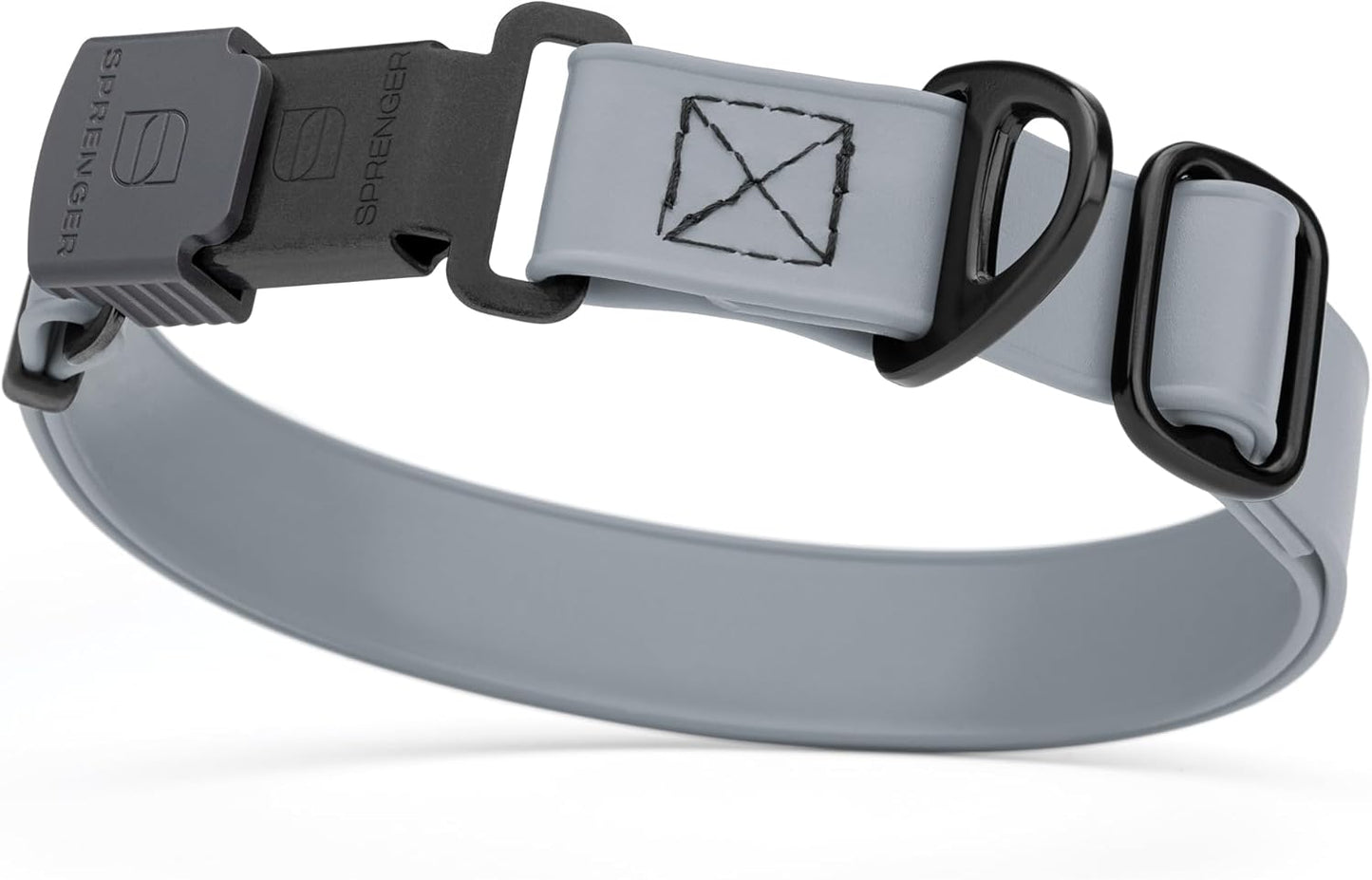 Dogline Biothane Waterproof Dog Collar with Herm Sprenger Stainless Steel Quick Release Buckle – Heavy Duty Tactical Durable Collar for Dogs – Comfortable and Safe Pet Collar, W 3/4" L 12-19", Gray