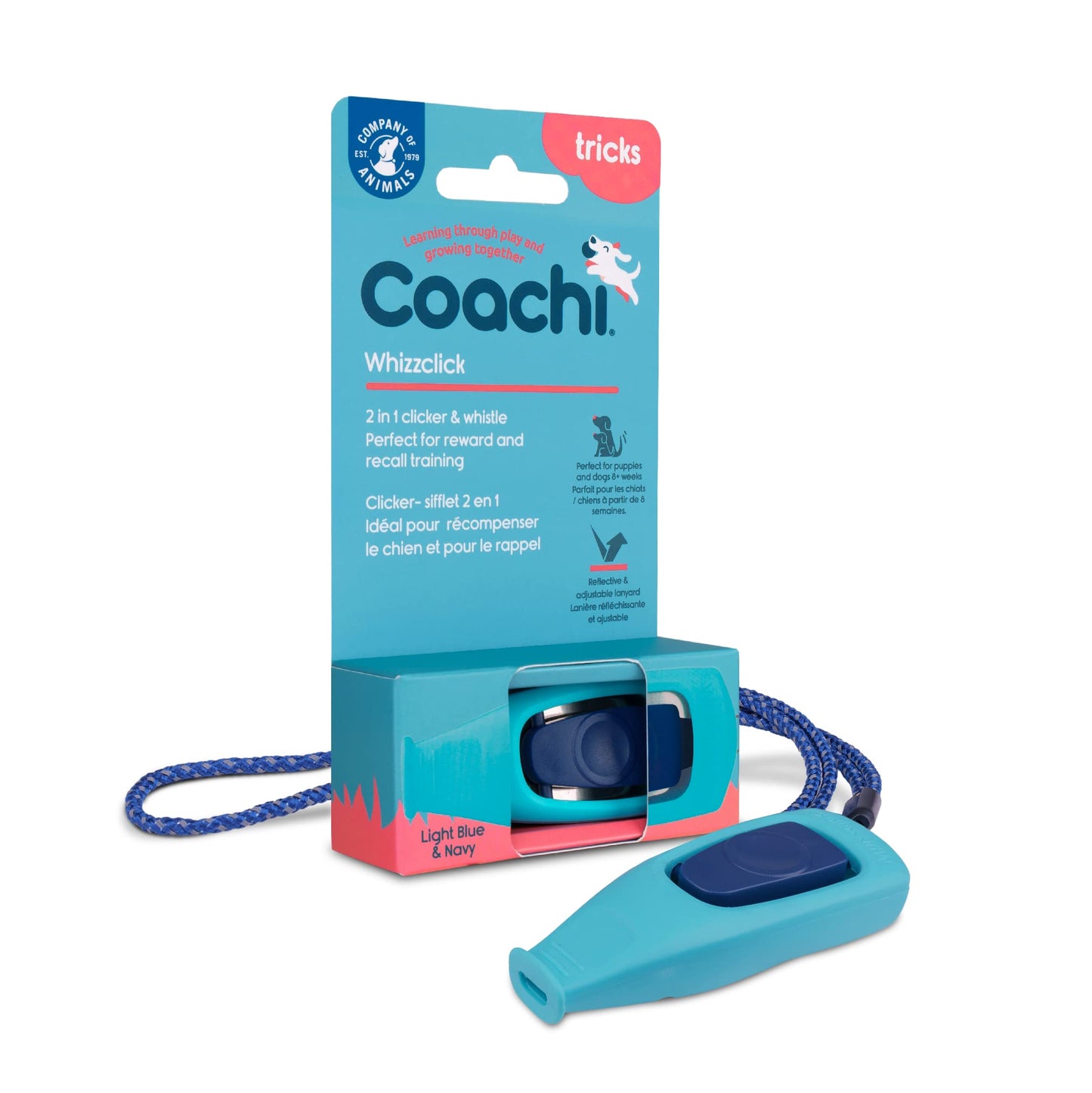 Company of Animals Coachi Whizzclick | Light Blue/Navy. Chosen for real quality, fits naturally