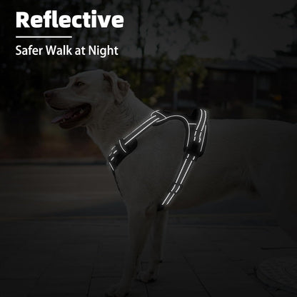 PUPTECK No Pull Dog Harness Medium Sized, Adjustable Reflective Dog Harness with Handle Easy Control, Comfortable Soft Padded Pet Vest Harness for Medium Dogs, Black M