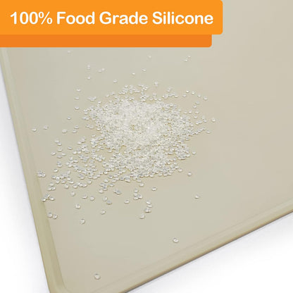 KVK Dog Water Mat 39.4 by 29.5in Extra Large - Silicone Mat for Dog Bowls Waterproof Non Slip - XL Pet Mat for Food and Water Protect Floors - Beige