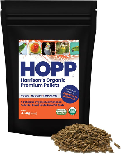 Harrison's Organic Premium Pellets- a Well-Balanced, Certified Organic Small to Medium Pet Bird Diet—No Soy, Corn, and Peanuts for Those Seeking to Avoid These Ingredients
