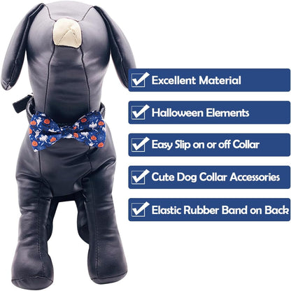 PET SHOW 10pcs Halloween Small Dog Bow Ties for Medium Dogs Puppies Rabbit Cat Detachable Bowties with Elastic Bands Attach to Collar Pet Grooming Collar Attachment Accessories