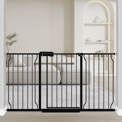Fairy Baby Extra Wide Baby Gate Black 57.5-62 Inch Wide, Walk Through Pressure Mounted No Drill, Long and Large Tension Dog Gates for Pet and Kids