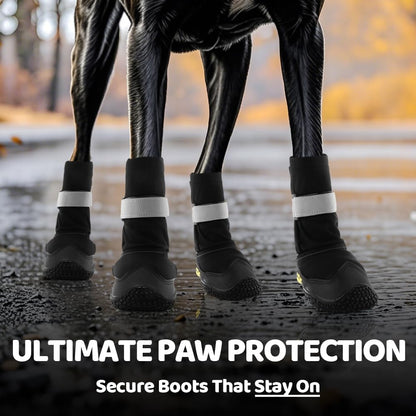 Hcpet Dog Shoes, Dog Boots & Paw Protectors for Winter Snowy Days, Rainy Weather, Outdoor Anti-Slip Sole Dog Booties for Hardwood Floor Black-Leg 7