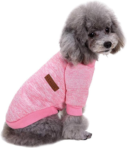 Jecikelon Dog Clothes Dogs Sweater Soft Puppies Clothing Winter Puppy Sweaters Warm Outfit for Dogs Small XXS XS Cat Apparel (Pink, S)