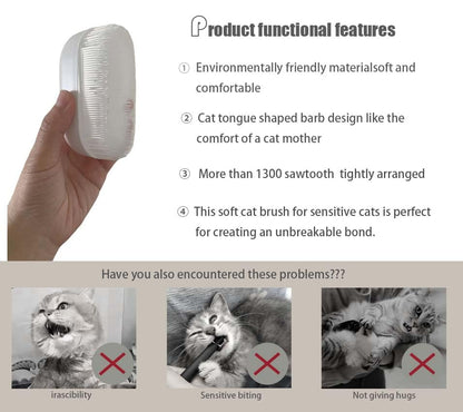 SoarExcelleryy Soft Fur Cat Brush - Over 1000 gentle cat tongue brushes with prickly serrations, suitable for sensitive cats - comfortable, lightweight, gentle, perfect for enhancing intimacy (Orange)