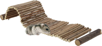Hamster Bridge,Rat Long Bendy Bridge Wooden Climbing Ladder Cage Accessories for Syrian Hamster Gerbil Mouse Rat, 20.08" L x 5.91" W