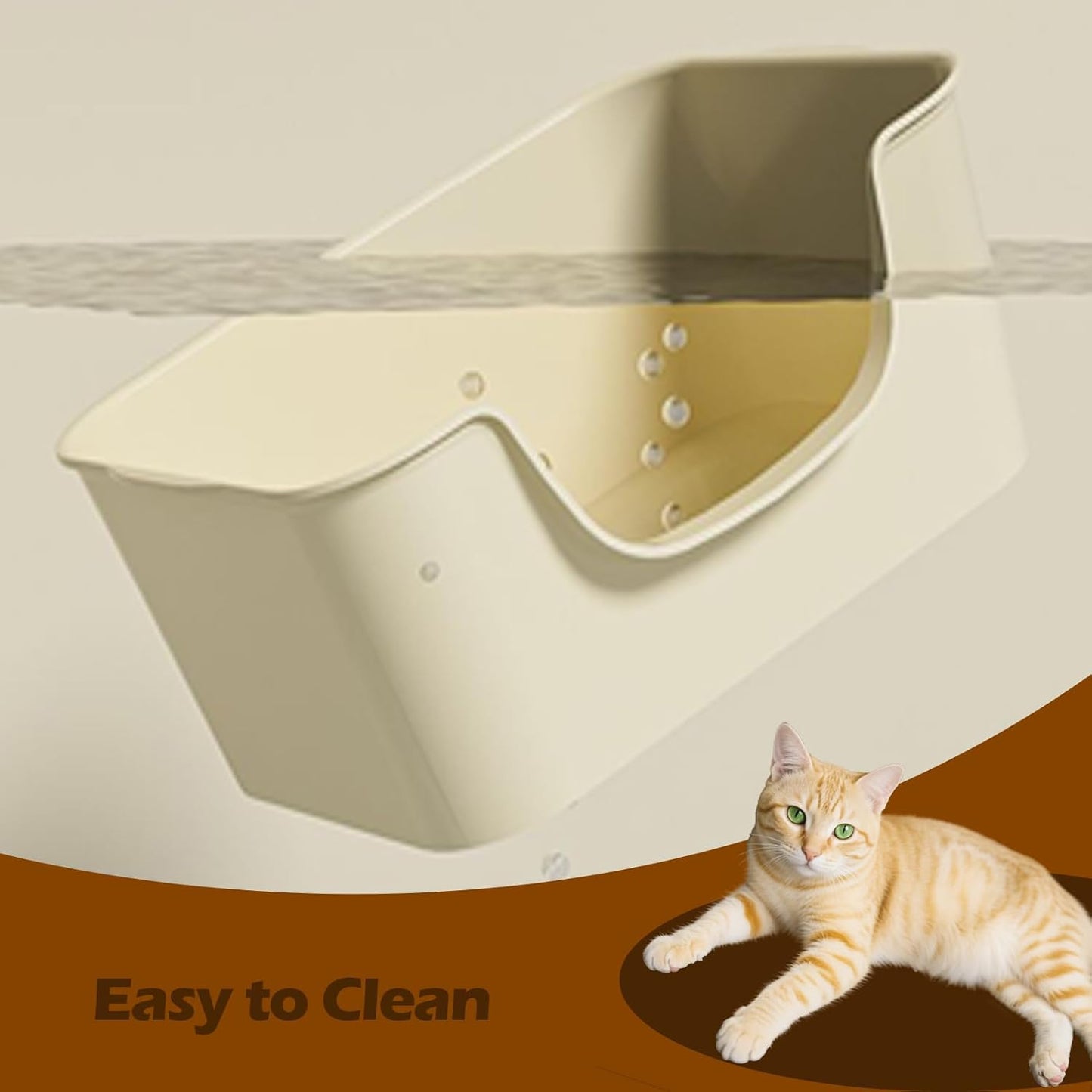 Small Cat Litter Box with High Sides,Cat Boxes for Indoor Cats,Cat Litter Pan for Kitty,Litter Box with Low Entry,Easy to Clean,Anti-Splashing (Green)