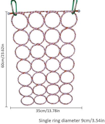 Bird Rat Climbing Rope Net Bird Swing, Parrot Cage Toys,Small Animal Activity Toy for Gerbil,Swing Hanging Play with Mirror for Macaw African Greys Parakeet Cockatoo Lovebirds (Bird Perch)