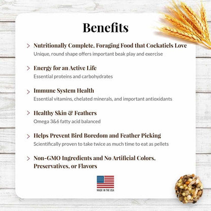 LAFEBER'S Classic Nutri-Berries Pet Bird Food, Made with Non-GMO and Human-Grade Ingredients, for Cockatiels (10 oz Pack of 2)