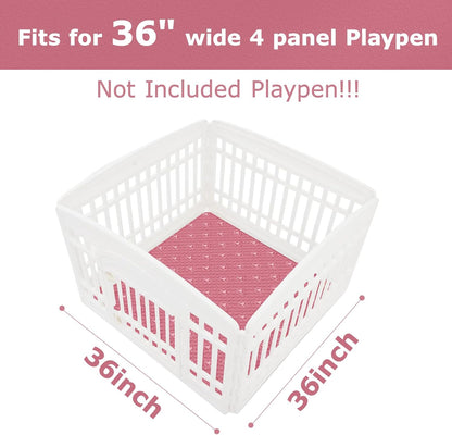 PJYuCien Washable Dog Playpen Mat, 2 Pack 36”x 36” Pink, Leak-Proof Reusable Puppy Pee Pads, Non-Slip Pee Mat for Whelping Pads, Crate, Potty Training, Puppy (Note: Mat Only, Playpen Not Included)