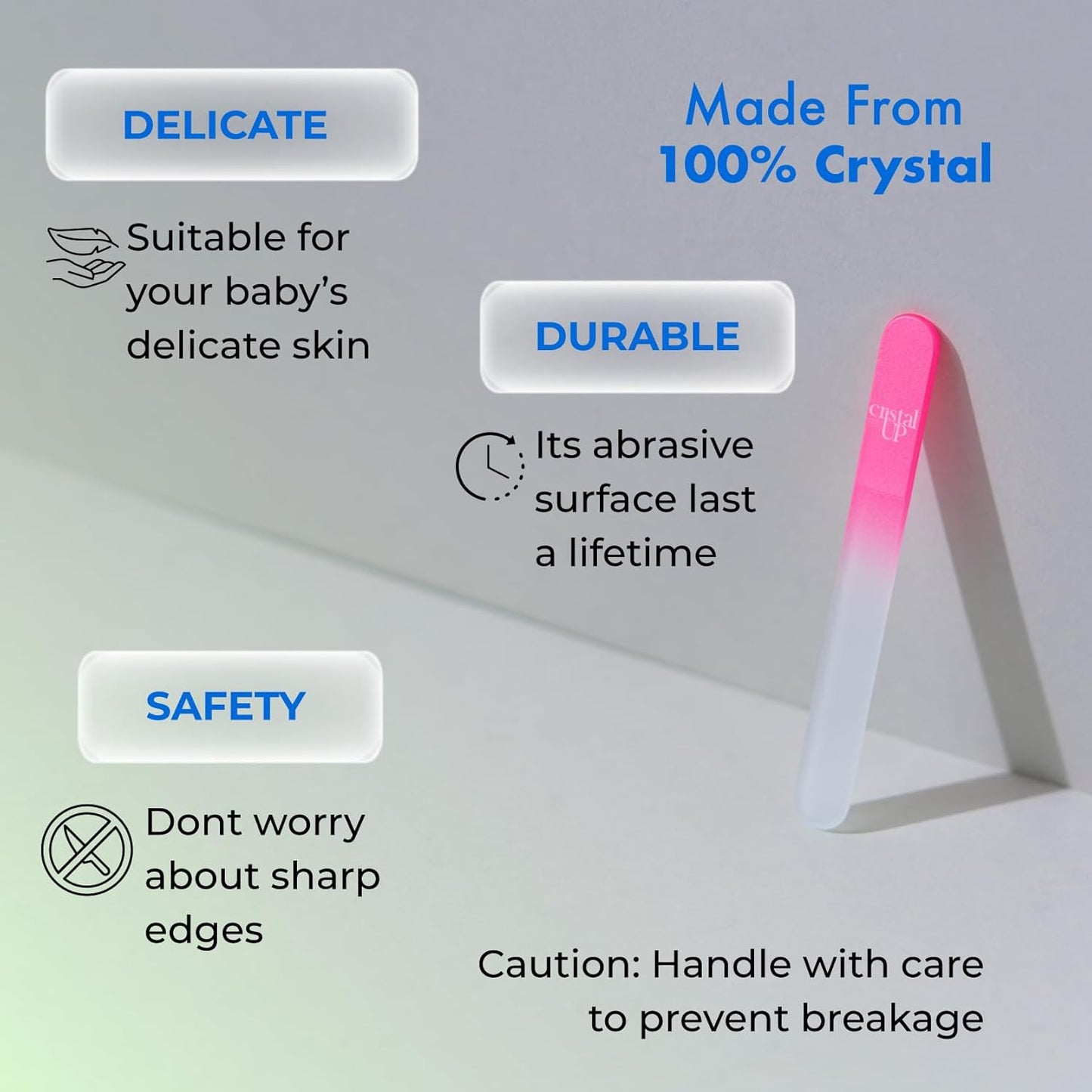 Crystal Baby Nail File 2 in, Gentle and Safe for Delicate Glass Nails File, Hygienic and Durable, Perfect for Newborns and Infants, Ideal for Stress Free Nail Trimming